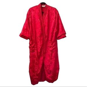 Victoria's Secret Robe S Gold Label Vintage Red Satin Terry Pockets Hollywood
